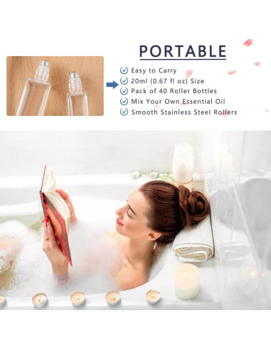 Botellas de Rodillo de Vidrio wifreo 20ml - 4 Pcs Reutilizables