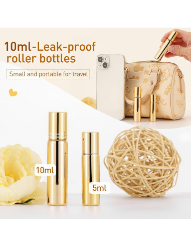 Kesell 6 Botellas de Vidrio 10ml con Rodillo Acero Inoxidable