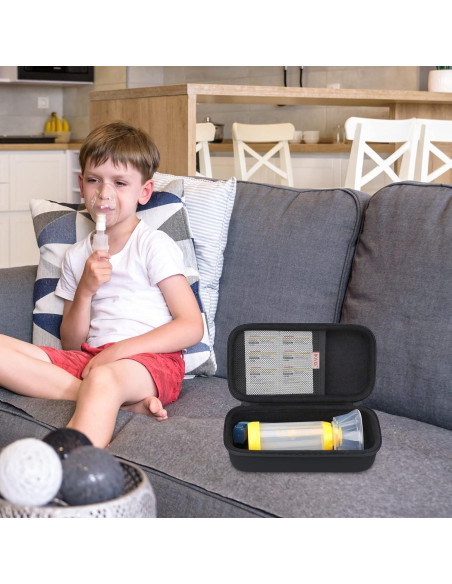 Funda Dura BOVKE para Inhalador de Asma y Espaciador - Negro Funda Dura BOVKE para Inhalador de Asma y Espaciador - Negro
