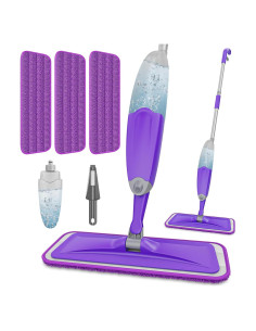 Trapeador con Spray HOMTOYOU para Limpieza de Pisos - 3 Almohadillas Microfibra