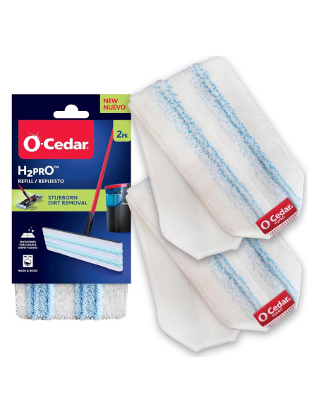 O-Cedar H2prO Mopas de Microfibra Reutilizables - Paquete de 2 O-Cedar H2prO Mopas de Microfibra Reutilizables - Paquete de 2