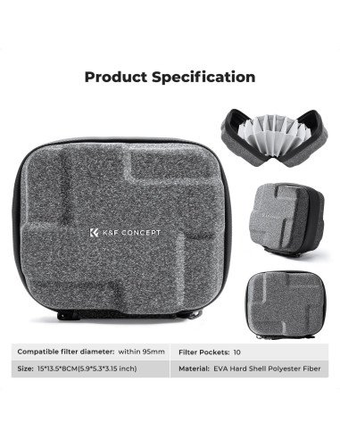 Estuche para Filtros de Lente K&F Concept 10 Bolsillos 95mm