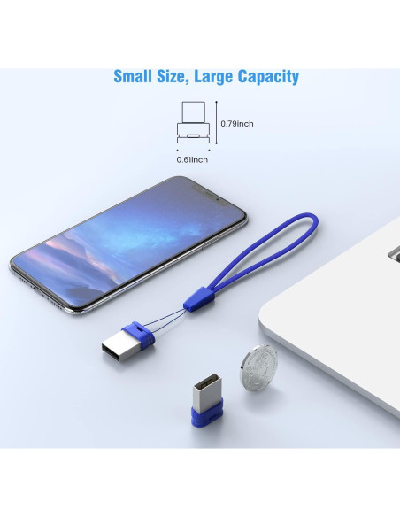 K&ZZ Unidad Flash USB 64GB Mini Azul - Paquete de 5 K&ZZ Unidad Flash USB 64GB Mini Azul - Paquete de 5