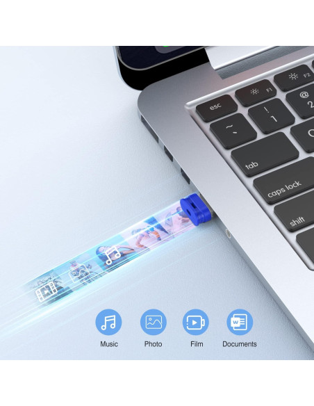 K&ZZ Unidad Flash USB 64GB Mini Azul - Paquete de 5 K&ZZ Unidad Flash USB 64GB Mini Azul - Paquete de 5