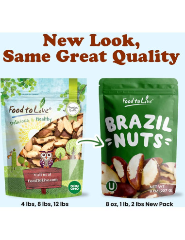 Nueces de Brasil Food to Live 227g Crudas Sin OGM Veganas