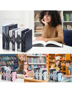 Soportes de Libros Ajustables M&G Metal Blanco 10.2-50.8cm 2