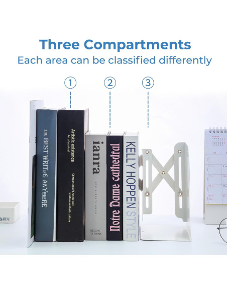 Soportes de Libros Ajustables M&G Metal Blanco 10.2-50.8cm Soportes de Libros Ajustables M&G Metal Blanco 10.2-50.8cm