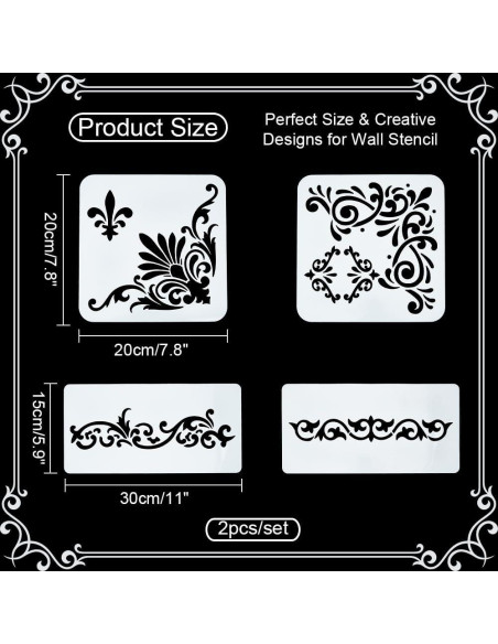 Plantillas de Esquina INFUNLY 4 Piezas Reutilizables 20x20cm