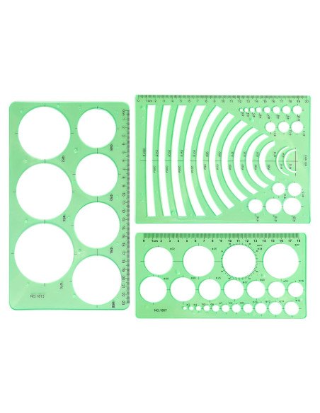 Juego de Plantillas Geométricas Circulares Abeillo 3 Piezas Juego de Plantillas Geométricas Circulares Abeillo 3 Piezas