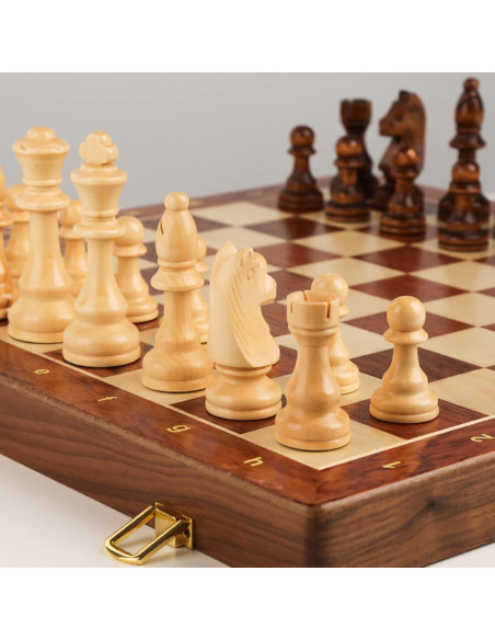 Juego de Ajedrez de Madera de Nogal LuckWish 38.1 cm Plegable Juego de Ajedrez de Madera de Nogal LuckWish 38.1 cm Plegable