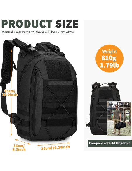 Mochila Táctica Huntvp 25L Militar Negra MOLLE Mochila Táctica Huntvp 25L Militar Negra MOLLE