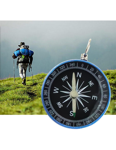 Brújula de bolsillo Boguish azul, ligera y portátil para camping