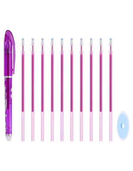 Bolígrafos Borrables PATIKIL Gel 0.5mm Tinta Púrpura 11 Piezas Bolígrafos Borrables PATIKIL Gel 0.5mm Tinta Púrpura 11 Piezas
