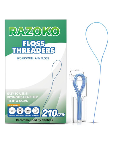 Hilos de Floss Dentales RAZOKO para Frenos y Puentes - 210PCS