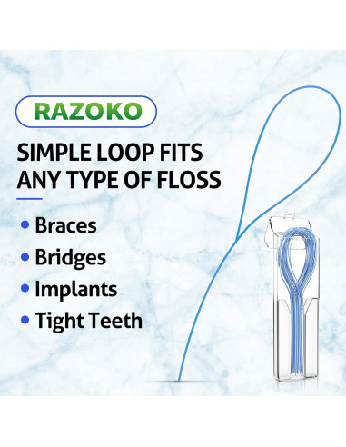Hilos de Floss Dentales RAZOKO para Frenos y Puentes - 210PCS