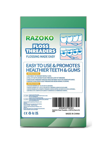 Hilos de Floss Dentales RAZOKO para Frenos y Puentes - 210PCS