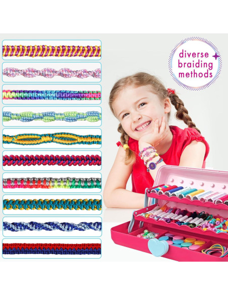 Kit de Fabricación de Pulseras de Amistad TingingYuli - 26 Hilos y Almacenamiento Kit de Fabricación de Pulseras de Amistad TingingYuli - 26 Hilos y Almacenamiento