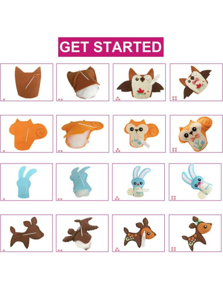 Kit de Costura DIY MOVEBO de Animales de Fieltro - 4 Proyectos Kit de Costura DIY MOVEBO de Animales de Fieltro - 4 Proyectos