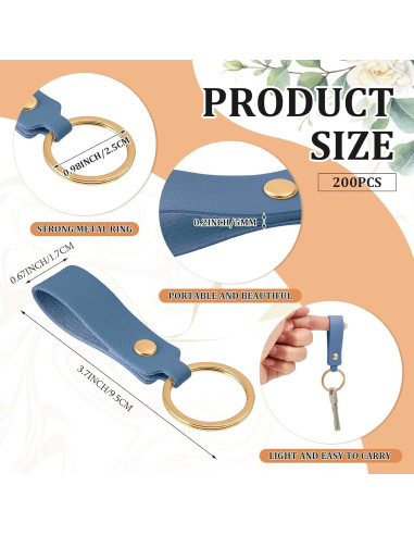 Kit 200 Llaveros de Cuero PU Blankos para Manualidades DIY