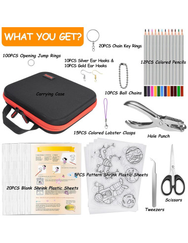 Kit de Hojas Shrinky Dink Yewltvep 206 Piezas Manualidades