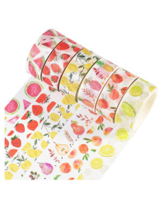 Set de 6 Rollos de Cinta Washi YUBBAEX 15mm Frutas Frescas