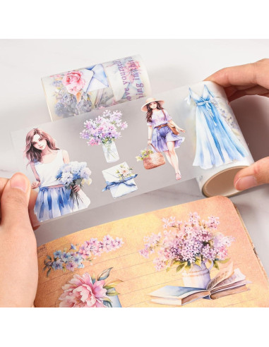 Juego de Washi Tape Valtiner 6.03 cm x 2 m - Chicas y Flores
