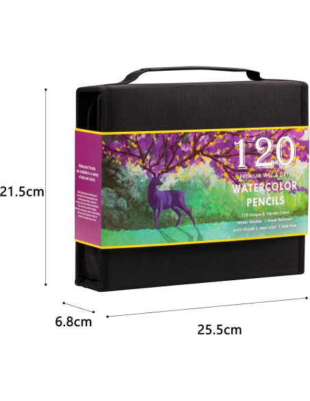 Set de 120 Lápices de Acuarela KALOUR con Pincel y Funda Set de 120 Lápices de Acuarela KALOUR con Pincel y Funda