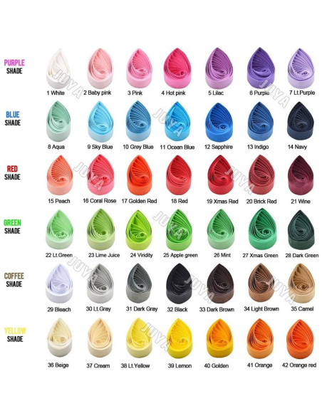 Juego de Tiras de Papel Quilling JUYA 42 Colores Ancho 3 mm Juego de Tiras de Papel Quilling JUYA 42 Colores Ancho 3 mm
