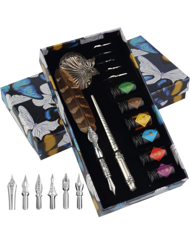 Juego de Caligrafía Mancola con Pluma y 6 Tintas Multicolor