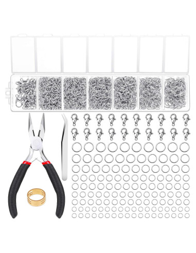Kit de Joyería Paxcoo 1500 Piezas: Anillas de Salto y Alicates