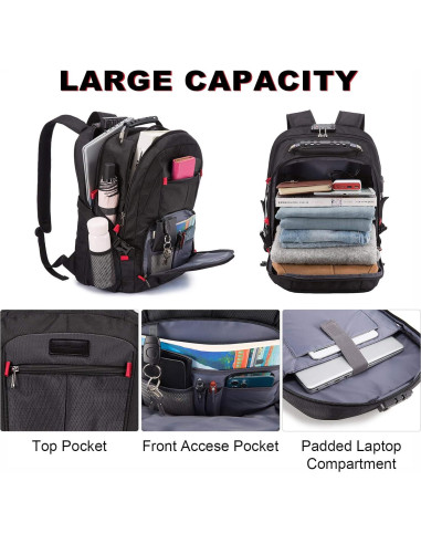 Mochila LOVEVOOK 17" Antirrobo USB Impermeable Negra