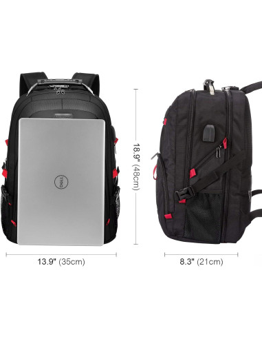 Mochila LOVEVOOK 17" Antirrobo USB Impermeable Negra