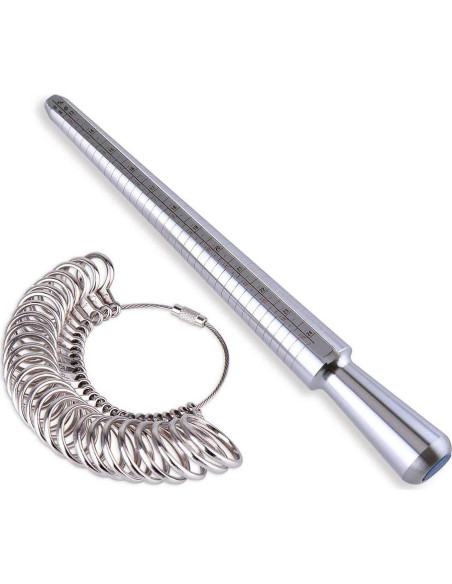 Juego de Medidores de Anillos Kuuqa 27 Piezas Aluminio Acero Juego de Medidores de Anillos Kuuqa 27 Piezas Aluminio Acero