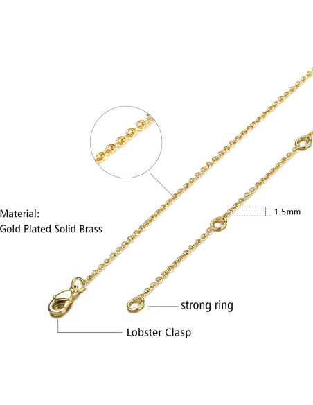 Cadena de Oro 14K ALEXCRAFT 12 Piezas 45.72 cm 1 mm Cadena de Oro 14K ALEXCRAFT 12 Piezas 45.72 cm 1 mm