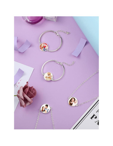 Set de Joyería DIY Hicarer 12 Piezas Sublimación Metal Plateado