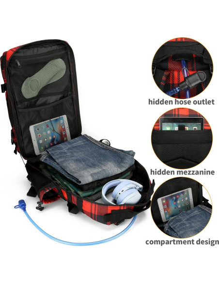 Mochila Táctica Militar 35L Rucksack Roja para Senderismo Mochila Táctica Militar 35L Rucksack Roja para Senderismo