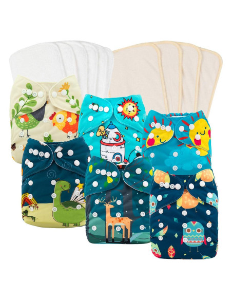 Pañales de Tela Reutilizables Babygoal 6 Pzas + Inserciones Pañales de Tela Reutilizables Babygoal 6 Pzas + Inserciones