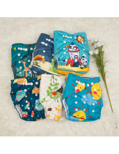 Pañales de Tela Reutilizables Babygoal 6 Pzas + Inserciones