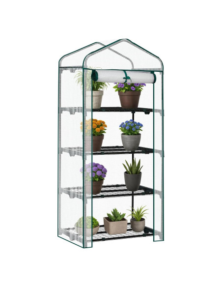 Invernadero Mini Outvita 4 Niveles PE 68.6x49.8x160 cm Blanco Invernadero Mini Outvita 4 Niveles PE 68.6x49.8x160 cm Blanco