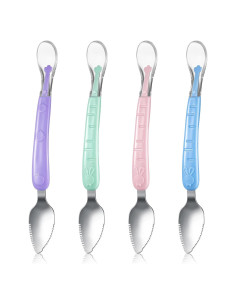 Cucharas de Silicona para Bebé Lallisa 4 Pcs Doble Cabeza