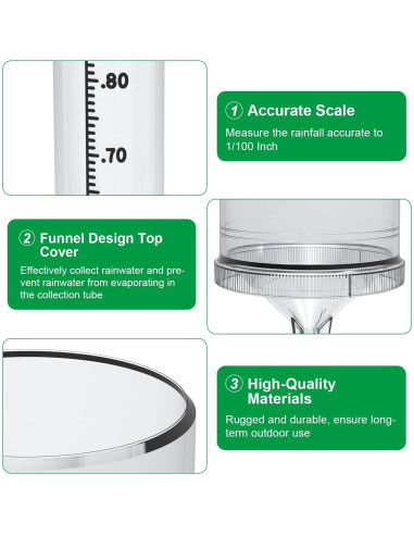 Pluviómetro Exterior Zylaer 0.01 mm Preciso con Soporte
