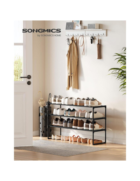 Estante para Zapatos SONGMICS 3 Niveles Metal Negro 92 cm Estante para Zapatos SONGMICS 3 Niveles Metal Negro 92 cm
