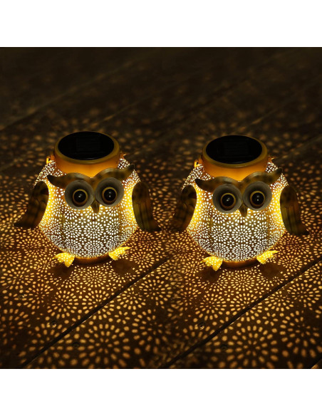 Paquete de 2 Linternas Solares Colgantes Búho - Metal IP44