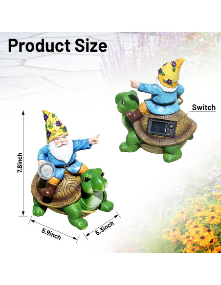 Gnomos de Jardín Solares NITOWOLF Tortuga 30.48 cm LED Gnomos de Jardín Solares NITOWOLF Tortuga 30.48 cm LED