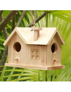 Casa de Aves STARSWR de Madera Natural para Exteriores 2