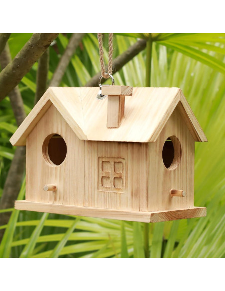 Casa de Aves STARSWR de Madera Natural para Exteriores Casa de Aves STARSWR de Madera Natural para Exteriores