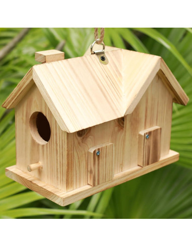 Casa de Aves STARSWR de Madera Natural para Exteriores