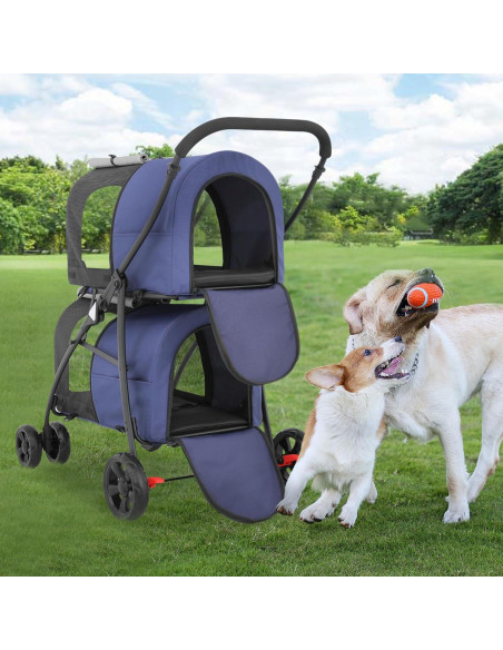 Carrito Doble para Mascotas Colección Athena Azul 4 en 1 Carrito Doble para Mascotas Colección Athena Azul 4 en 1