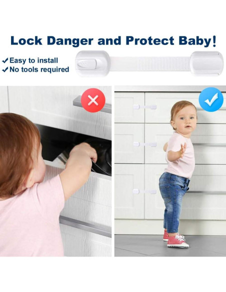 Cerraduras de Seguridad para Niños Socub 8 Pack Ajustables Cerraduras de Seguridad para Niños Socub 8 Pack Ajustables