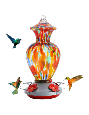 Alimentador de Colibrí Birdkiss de Vidrio 828 ml con 4 Puertos